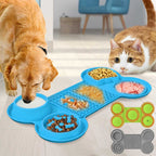 NNEDSZ Blue Silicone Pet Licking Mat Slow Feeder Pad with Strong Suction and Foldable Design, Heat Resistant -40°C to 240°C, for Dogs and Cats-1