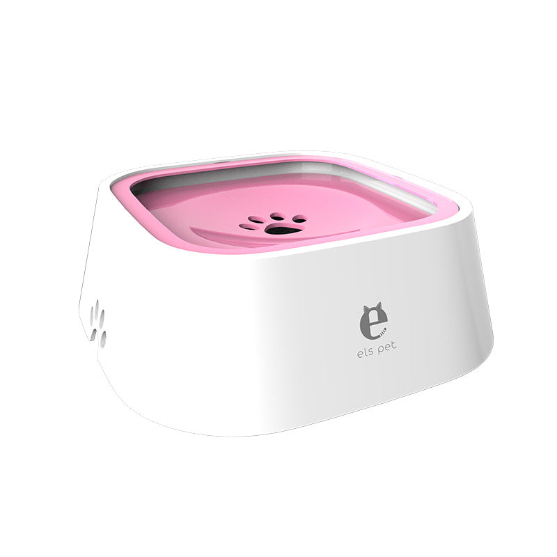 NNEDSZ Pink Anti-Spill Floating Pet Water Bowl for Dogs and Cats - 1L Capacity, Splash-Proof and Anti-Wet Mouth Design-0