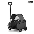 Black Foldable Pet Stroller and Adjustable Sun Canopy - Spacious 4-Weel Wagon with 360° Rotating Telescopic Handle, 45° Entry Angle, Safety Clips and Storage Pocket for Dogs & Cats Outdoor Travel-0
