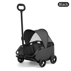 Black Foldable Pet Stroller and Adjustable Sun Canopy - Spacious 4-Weel Wagon with 360° Rotating Telescopic Handle, 45° Entry Angle, Safety Clips and Storage Pocket for Dogs & Cats Outdoor Travel-0