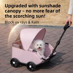 Black Foldable Pet Stroller and Adjustable Sun Canopy - Spacious 4-Weel Wagon with 360° Rotating Telescopic Handle, 45° Entry Angle, Safety Clips and Storage Pocket for Dogs & Cats Outdoor Travel-2