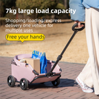 Black Foldable Pet Stroller and Adjustable Sun Canopy - Spacious 4-Weel Wagon with 360° Rotating Telescopic Handle, 45° Entry Angle, Safety Clips and Storage Pocket for Dogs & Cats Outdoor Travel-3