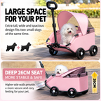 Black Foldable Pet Stroller and Adjustable Sun Canopy - Spacious 4-Weel Wagon with 360° Rotating Telescopic Handle, 45° Entry Angle, Safety Clips and Storage Pocket for Dogs & Cats Outdoor Travel-4
