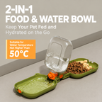 Green Portable Pet Water Bottle and Food Bowl - 460ml 2 in 1 Foldable Travel Feeder with One Touch Water Dispensing and Carry Strap for Dogs and Cats-3