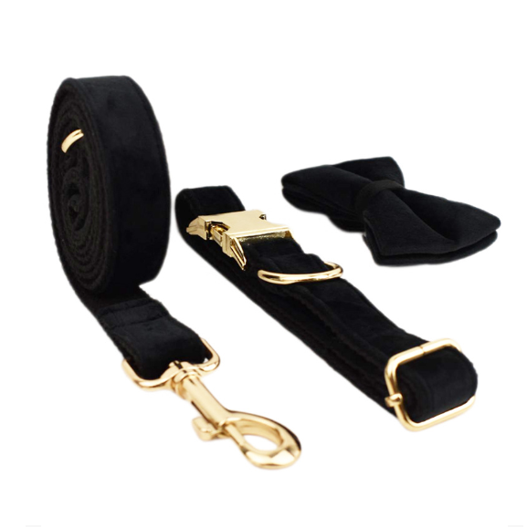 Velvet Dog Collar and Leash Set-11
