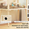 Hamster cage, rodent habitat, wood, hinged roof, 7 platforms, 2 swings, 110x52x101cm, natural wood effect