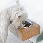 Small Dogs and Cats Wooden Elevated Stand, Young Dog Stand with Bowls-1