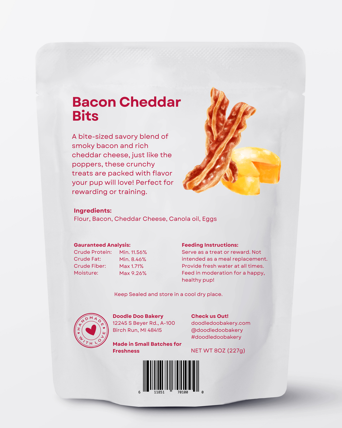 Homemade Dog Treats - 🥓 Bacon Cheddar Bits Treat 1/2lb-1