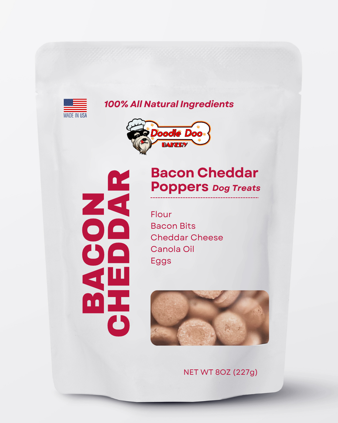 🥓 Homemade Dog Treats -  Bacon Cheddar Poppers Treat 1/2lb-0