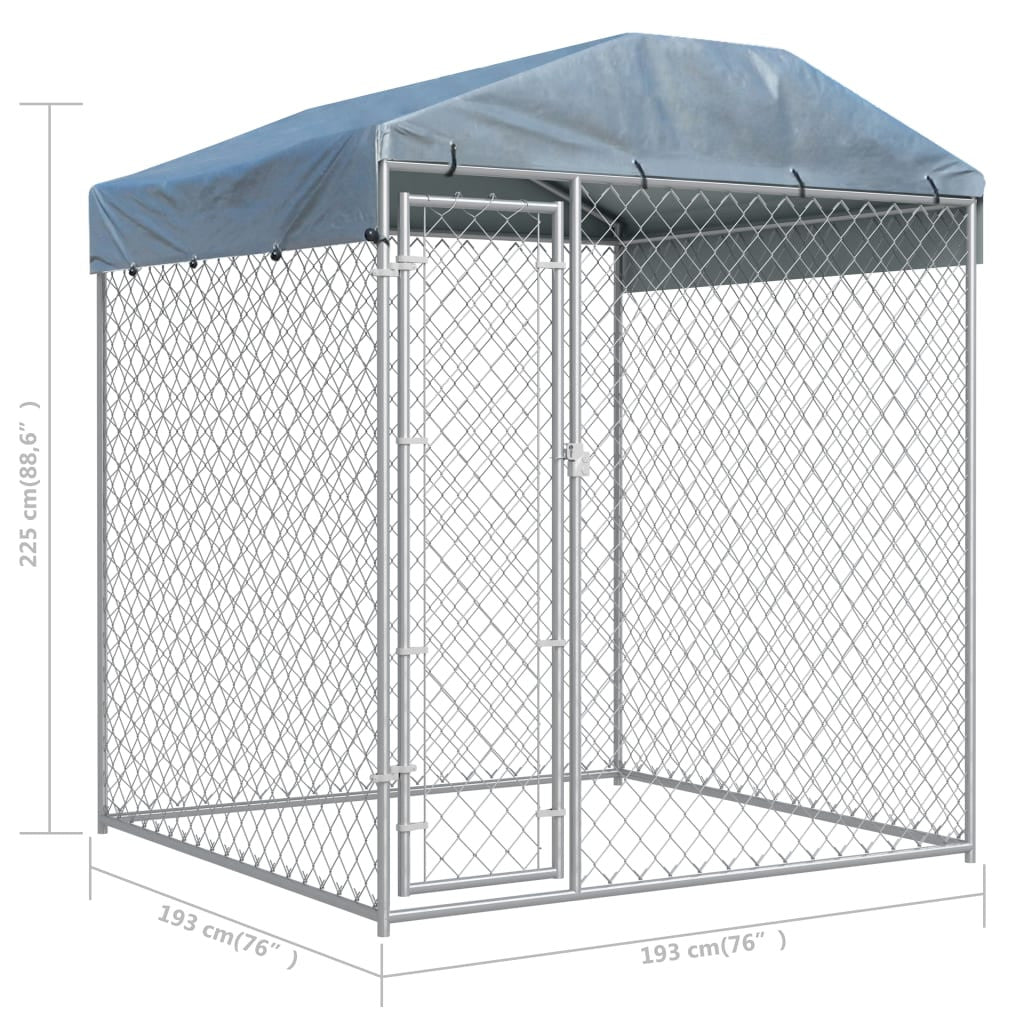 Outdoor kennel with roof-1