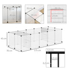 Set of 2 modular playpens for small animals, 40 panels, for rabbits, hamsters, puppies, pigs, 175 x 70 x 45 cm, white