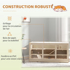 Hamster cage, gerbil cage, 2 levels, opening roof, windows, hut, 2 ladders, 115 x 57 x 55 cm, natural wood effect