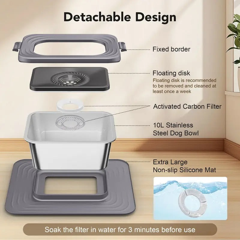 Dog Stainless Steel Water Bowl with Mat-2
