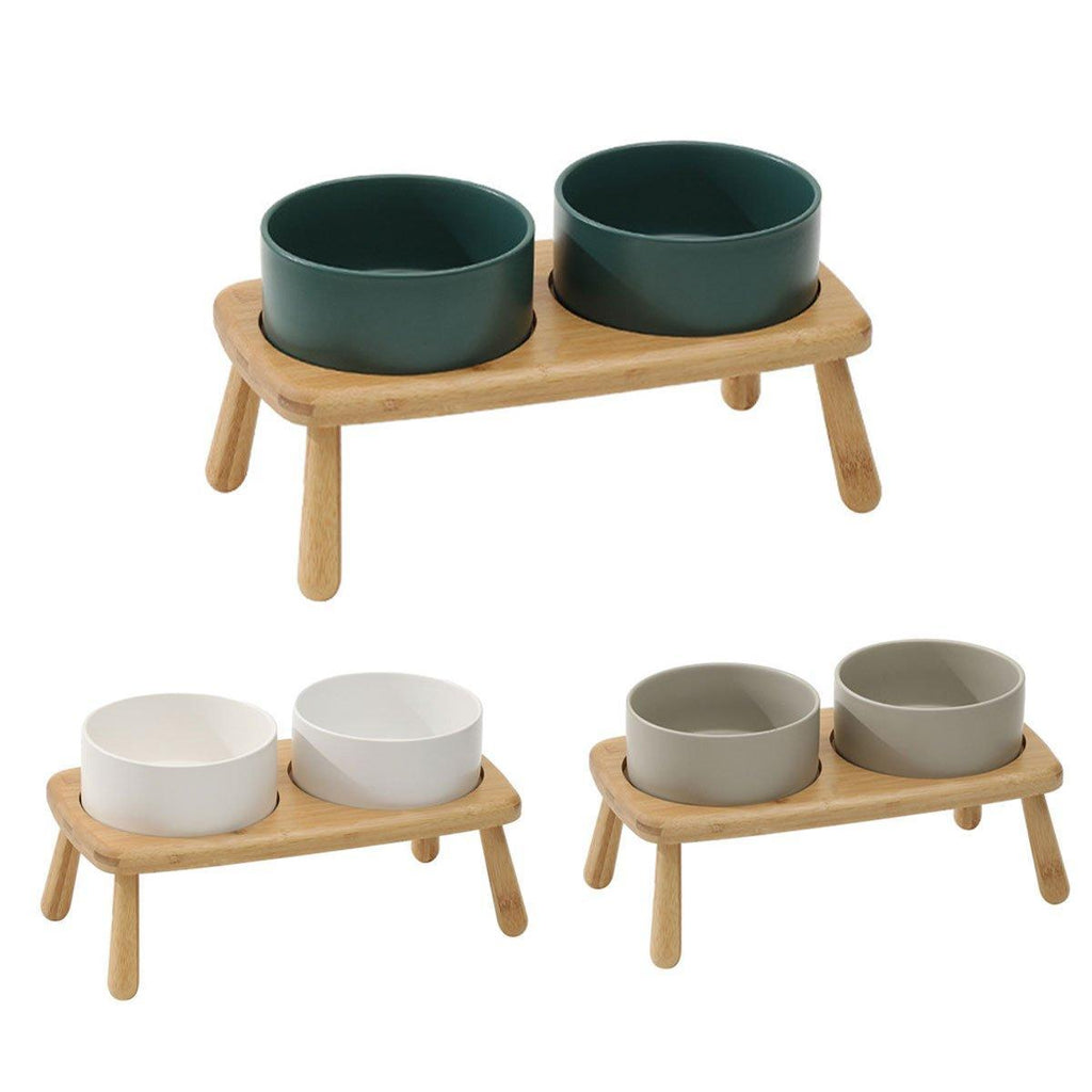 Ceramic Elevated Dog Bowl Anti-Slip Double Bowl for Small Medium Large Dogs-1