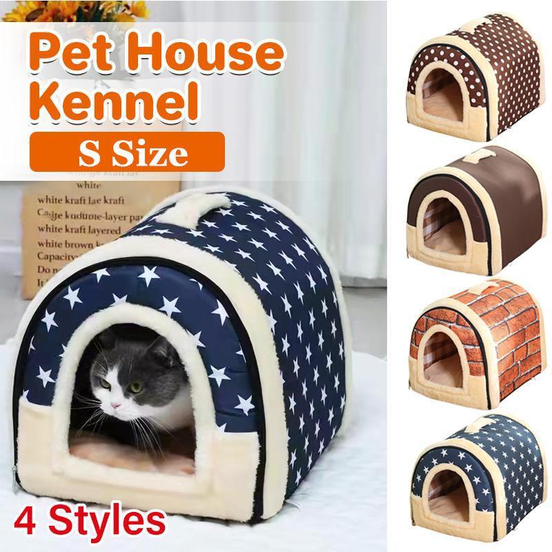 S Size Pet House Kennel Soft Igloo Beds Cave Cat Puppy Bed Warm Cushion Fold