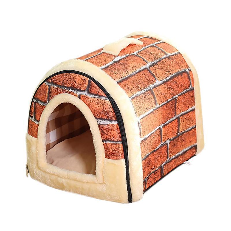 S Size Pet House Kennel Soft Igloo Beds Cave Cat Puppy Bed Warm Cushion Fold