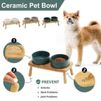 Ceramic Elevated Dog Bowl Anti-Slip Double Bowl for Small Medium Large Dogs-0