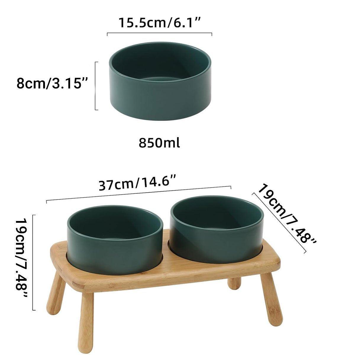 Ceramic Elevated Dog Bowl Anti-Slip Double Bowl for Small Medium Large Dogs-2