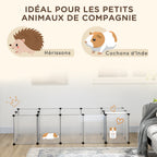 Set of 2 modular playpens for small animals, 40 panels, for rabbits, hamsters, puppies, pigs, 175 x 70 x 45 cm, white