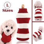 L Red Thick Stripes Jumper Sweater Cat Knitted Coat Puppy Pet Winter Knitwear