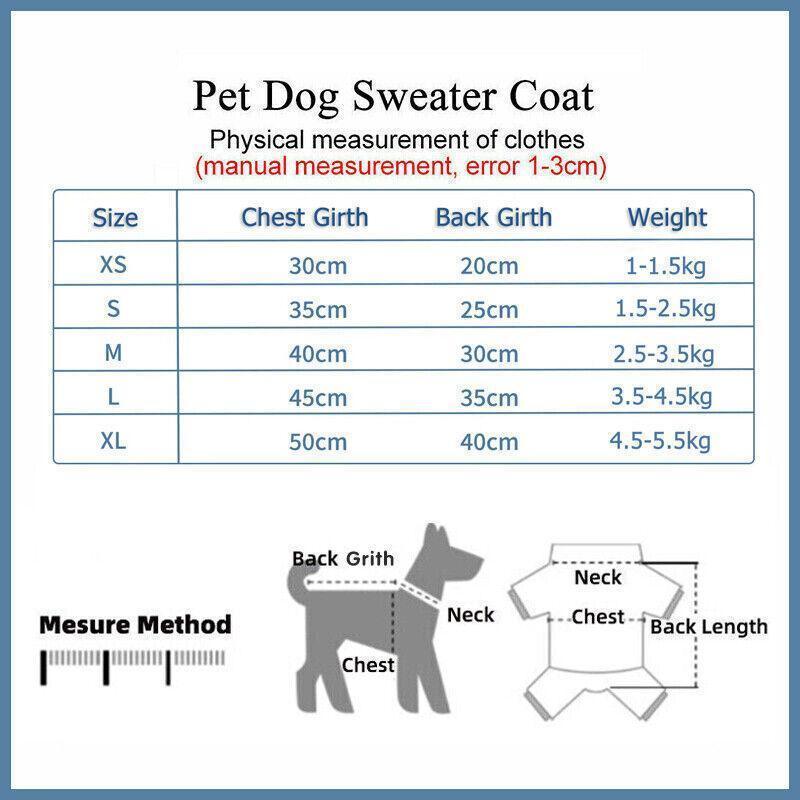 M Size Cute Pet Dog Warm Jumper Sweater Clothes Cat Knitwear Knitted Coats Winter
