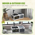 Small animal enclosure/cage for tortoises with 2 compartments and a lamp holder, 81 x 48 x 31.5 cm, grey