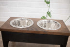 Raised Dog Bowl Stand with 2 Stainless Steel Bowls, Elevated Pet Feeder-3