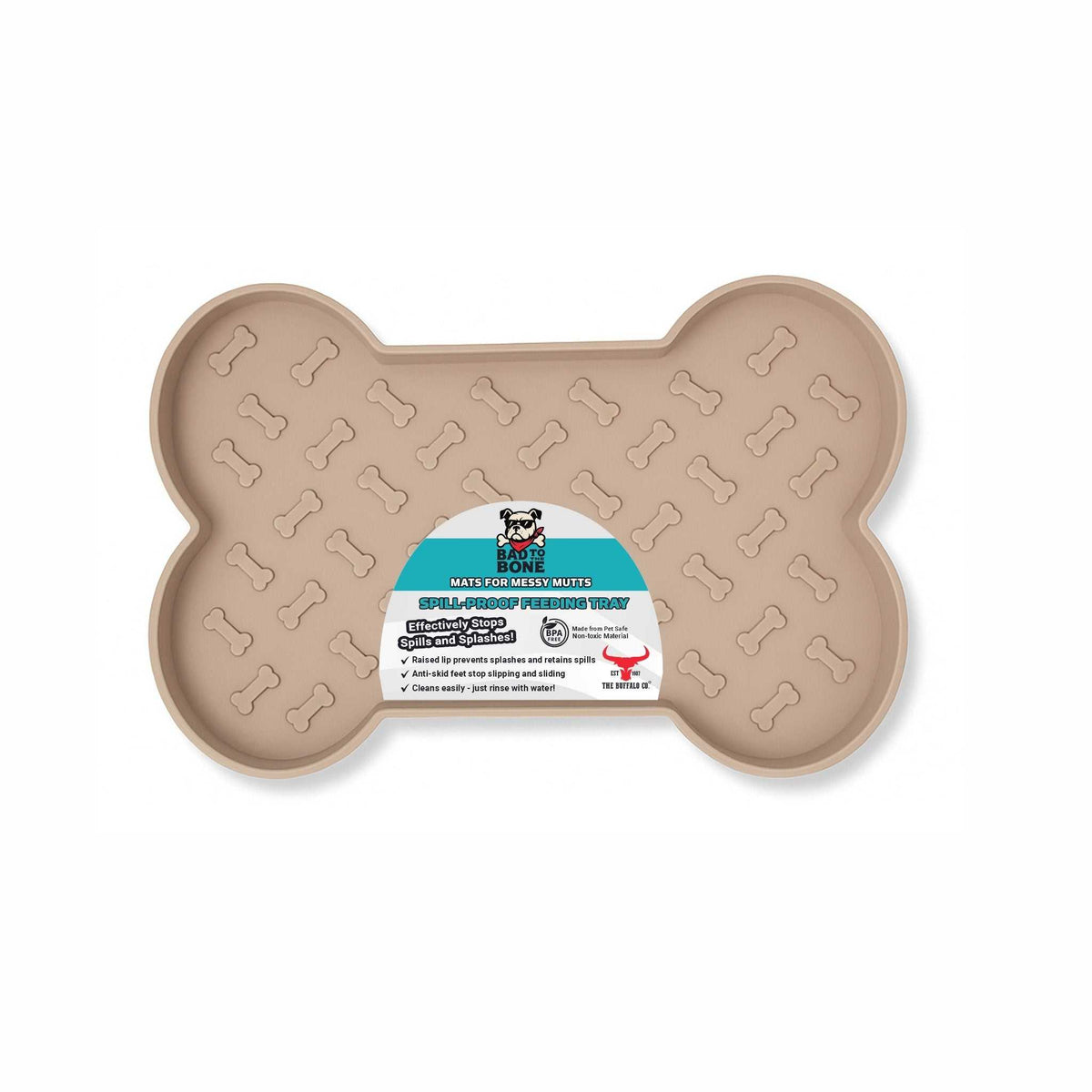 Spill-Proof Dog Feeding Mat - Tan-0