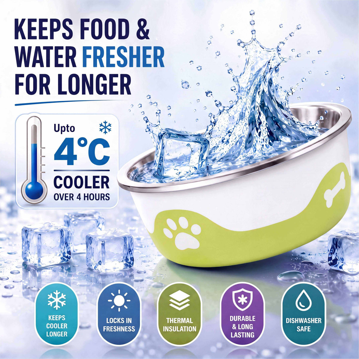ThermaCool Dog Bowl - Olive Green-1