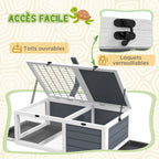 Small animal enclosure/cage for tortoises with 2 compartments and a lamp holder, 81 x 48 x 31.5 cm, grey